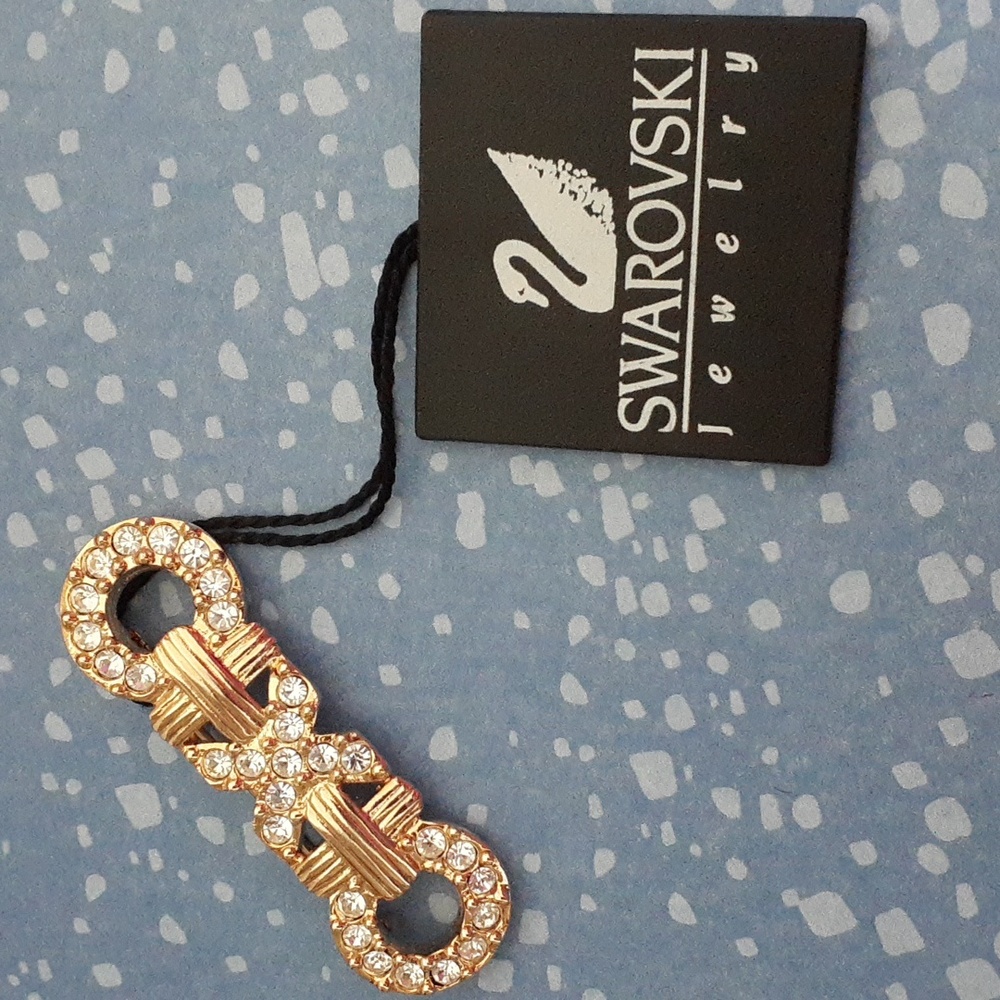 Authentic Swarovski Crystal Swan Stamped Brooch MM98
